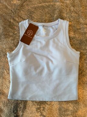 NWT Move Theology Light Blue Ribbed Activewear Cropped Tank Size Small